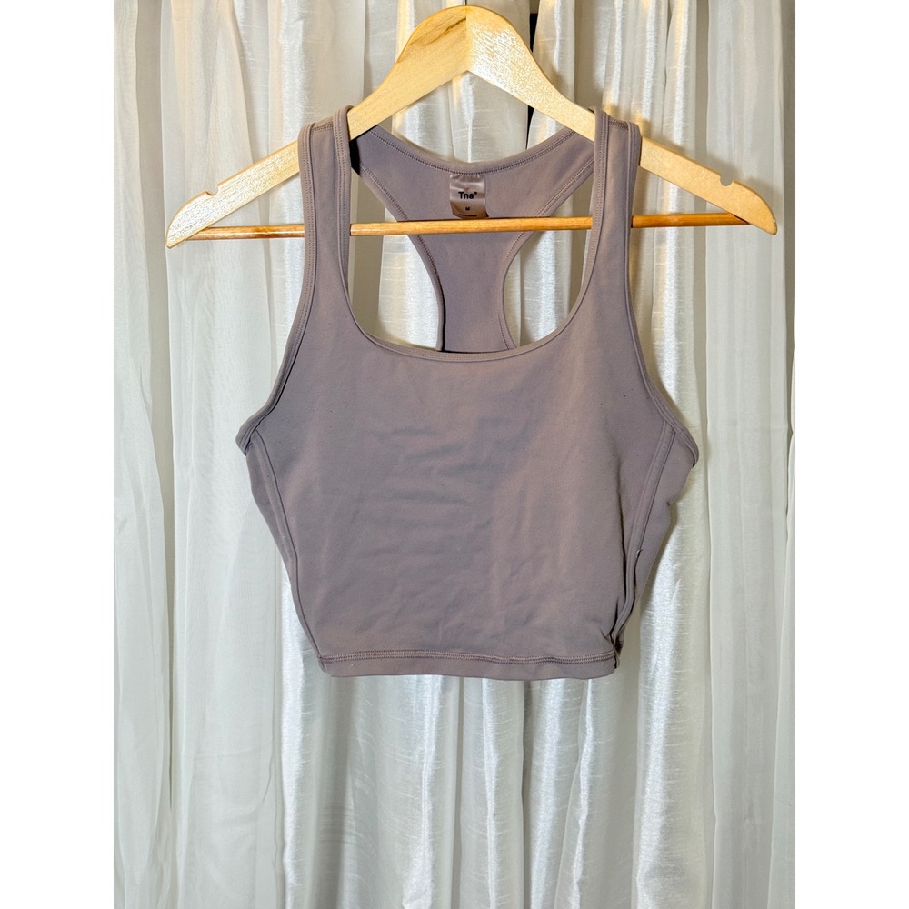 Tna Life Cheeky Tank Women M Taupe Racerback Cropped Built-in Bra Activewear